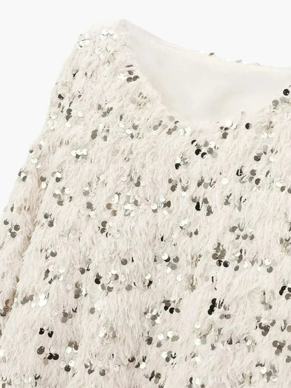 Damen Strickpullover Glitzer