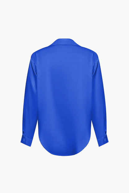 Damenbluse Langarm Seiden-Satin Elegante Bluse