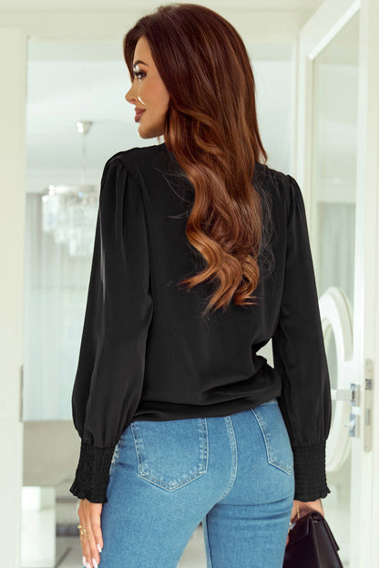 Damen Bluse Wickelausschnitt Drapiert Elegante Seide