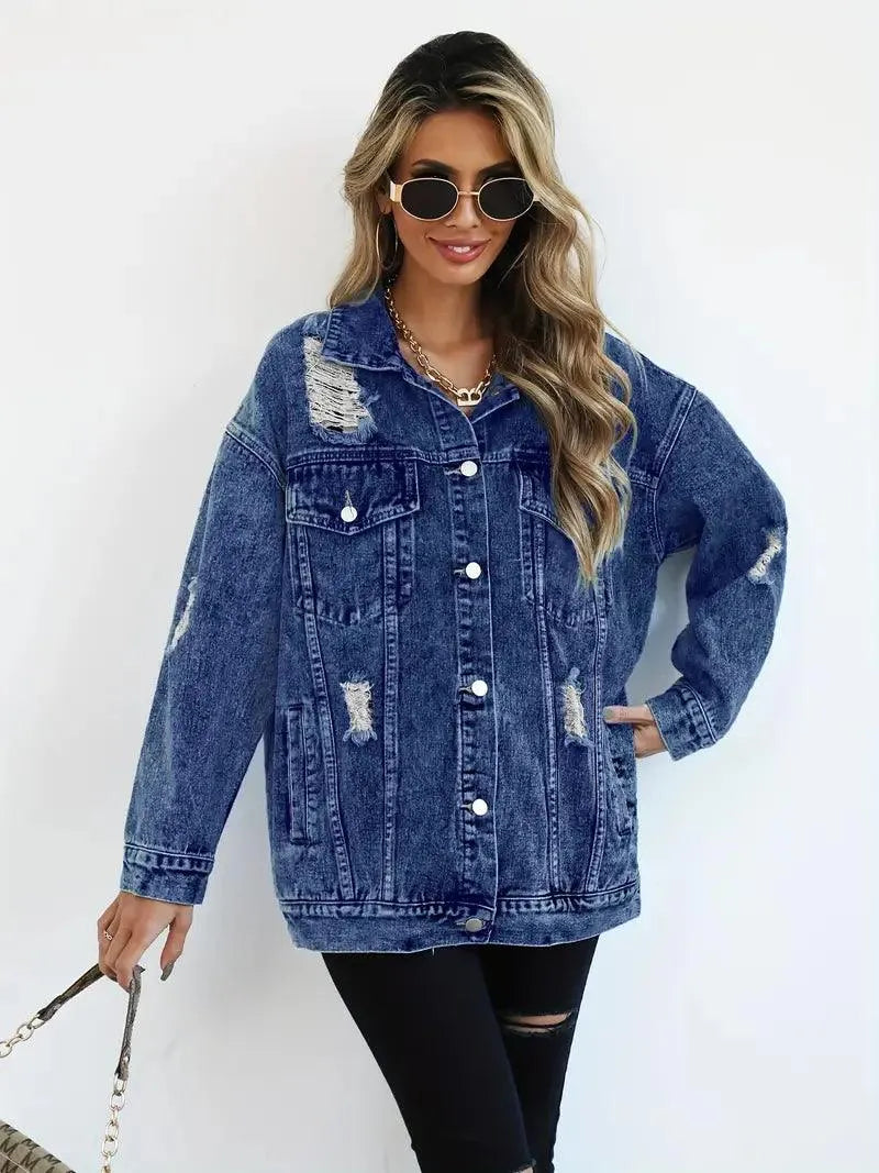 Damen Oversized Jeansjacke Groß Trendy