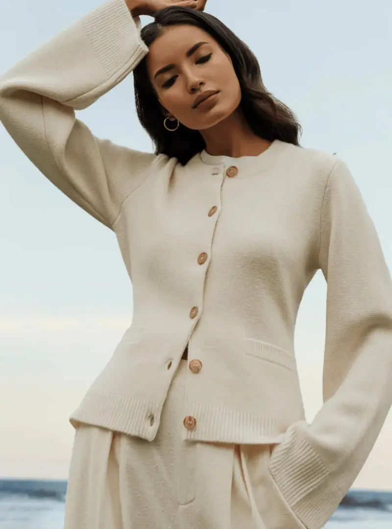 Damen Strickjacke Klassisch Mit Knöpfen - Norvielle