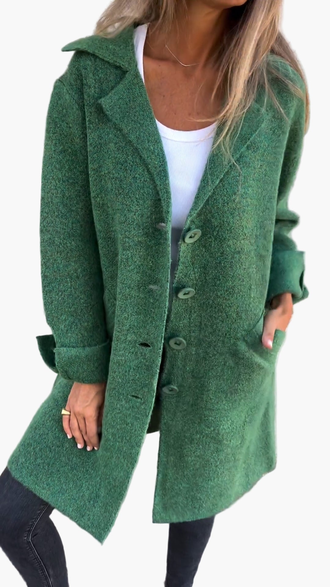Damen Mantel Relaxed Fit Knöpfe Modern