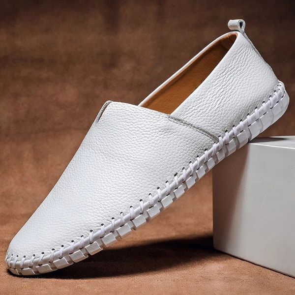 Herren Slip-On Loafers Bequem Leder Braun