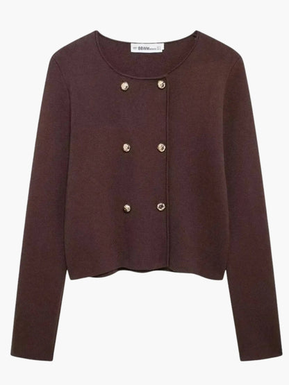 Damen Strick-Cardigan Doppelreihig Warm