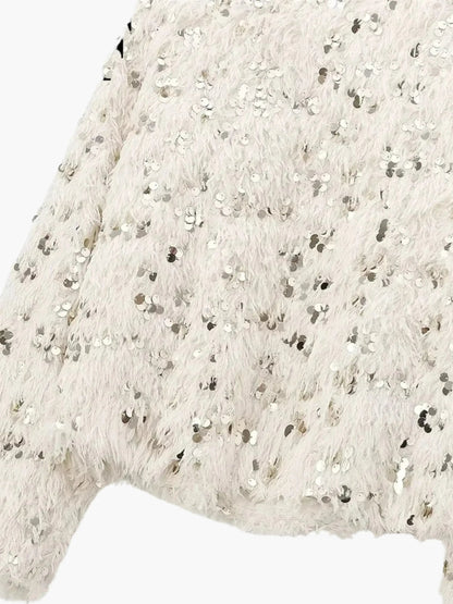 Damen Strickpullover Glitzer