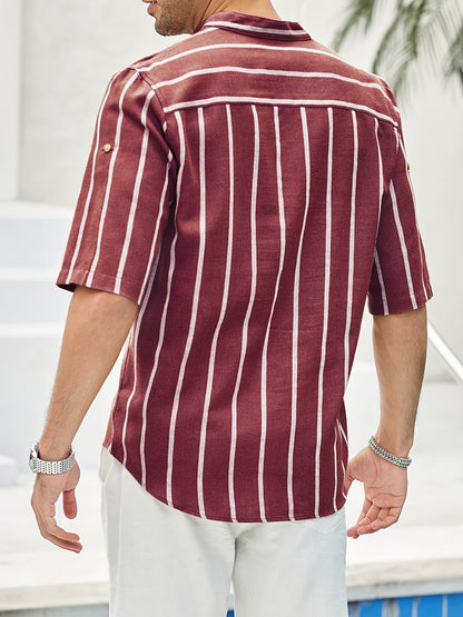 Herren Sommerhemd Kurzarm Streifenmuster