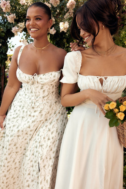 Pastellgrünes Damen-Midikleid Taillenformendes Sommerkleid