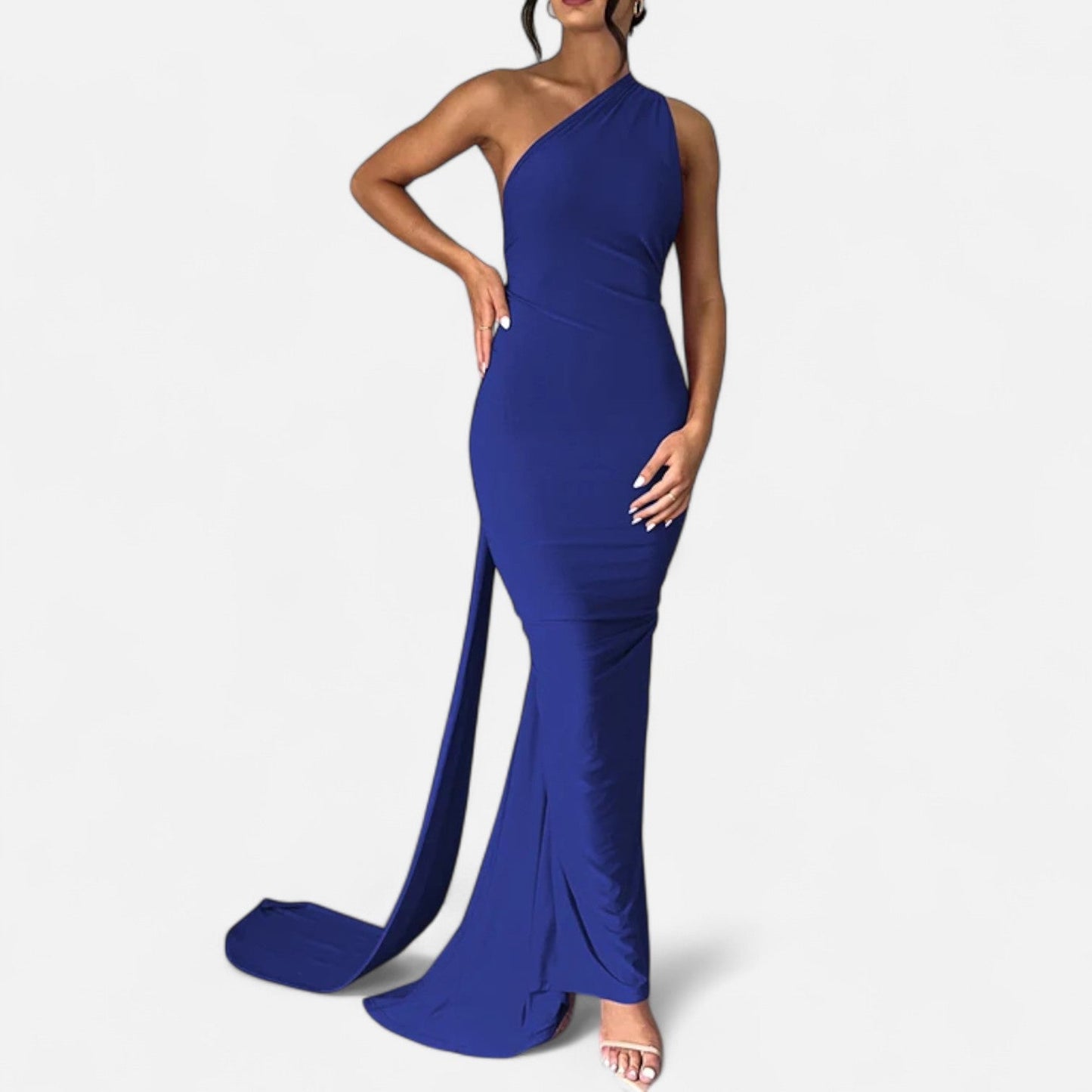 Damen Neckholder Maxikleid Ein Schulter Sommerkleid