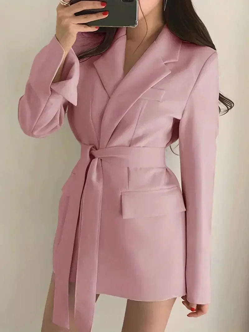 Norvielle Damen Blazer Kleid Taillierte Passform Mini Länge