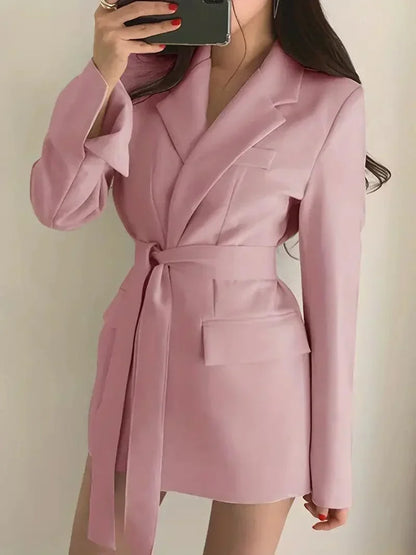 Norvielle Damen Blazer Kleid Taillierte Passform Mini Länge
