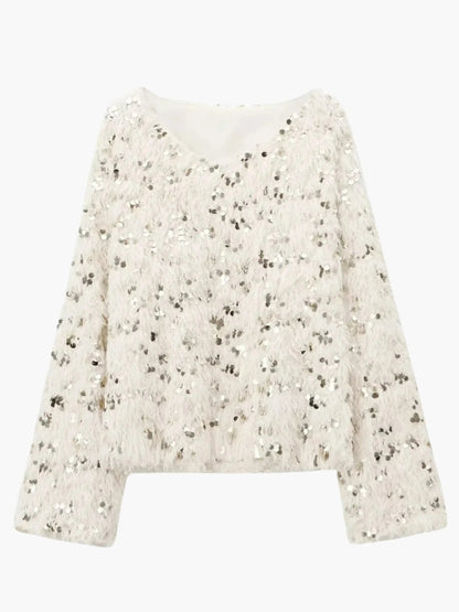 Damen Strickpullover Glitzer