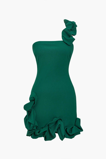 Elegantes Damen Rüschenkleid One Shoulder Bodycon