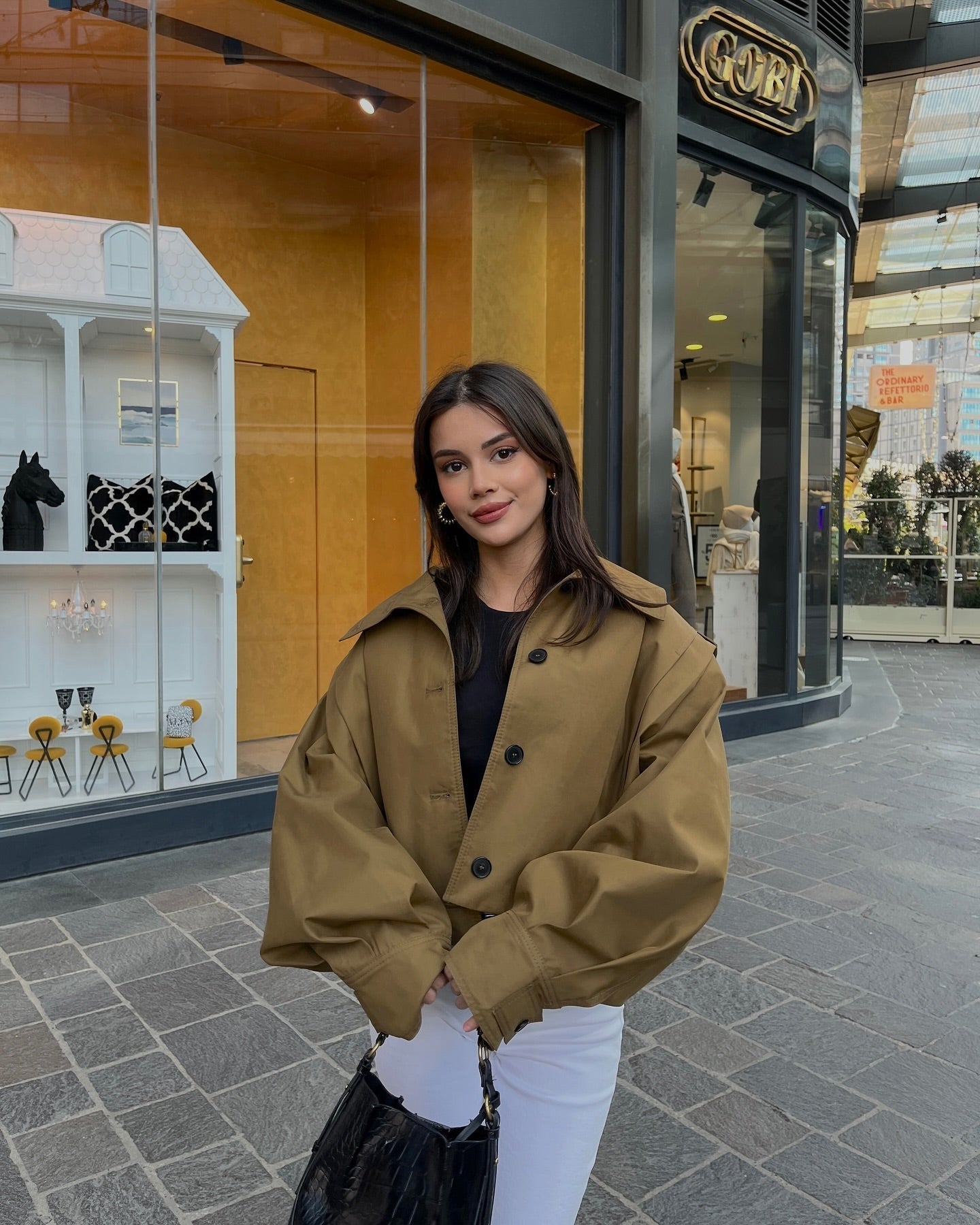 Damen Trenchcoat Jacke Modern Volumenärmel