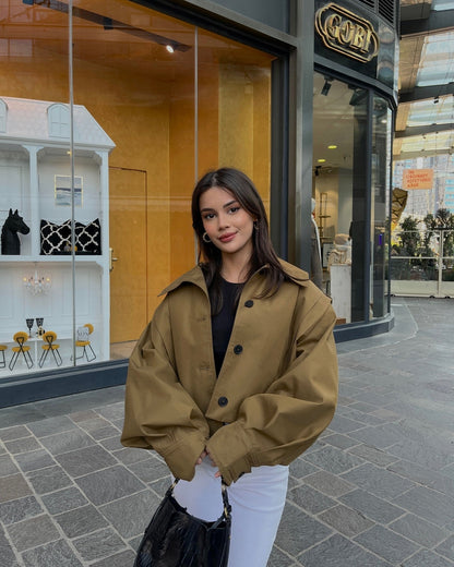 Damen Trenchcoat Jacke Modern Volumenärmel