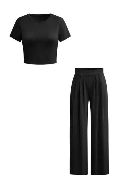Damen Zweiteiler Set Crop Palazzo Hose
