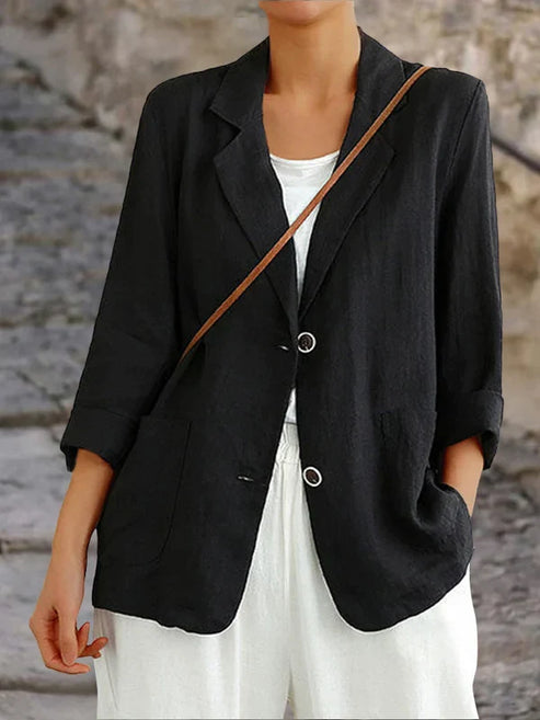 Damen Leinenjacke Leicht Sommerbeige