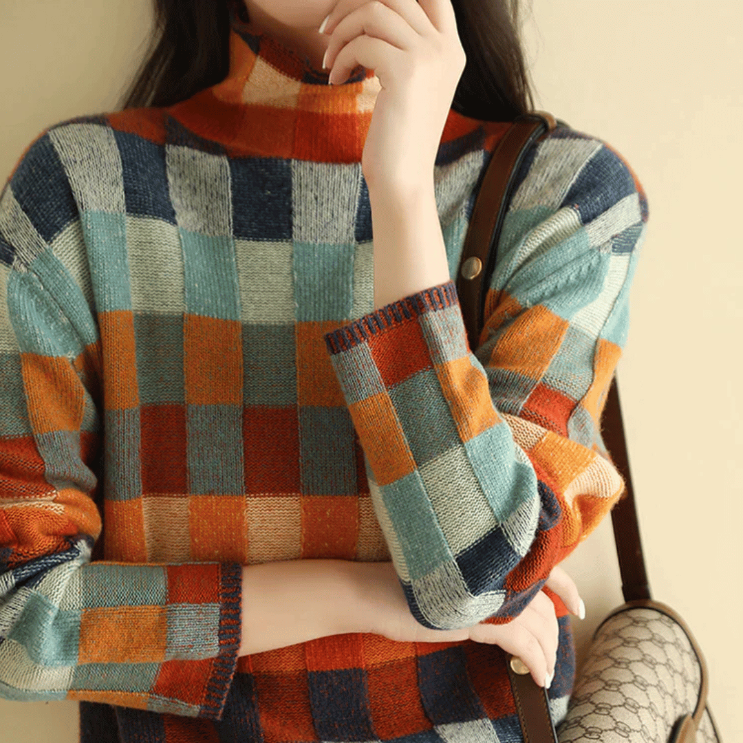 Weicher Cashmere Pullover Patchwork Rundhals Warm