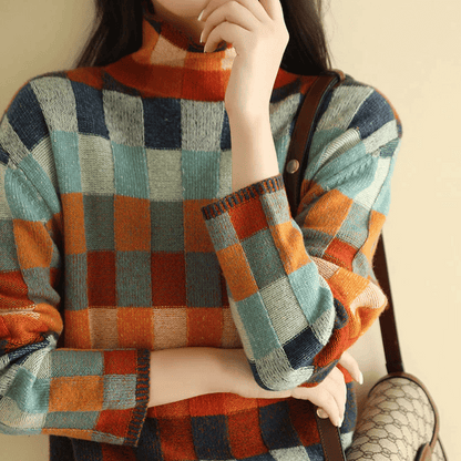 Weicher Cashmere Pullover Patchwork Rundhals Warm