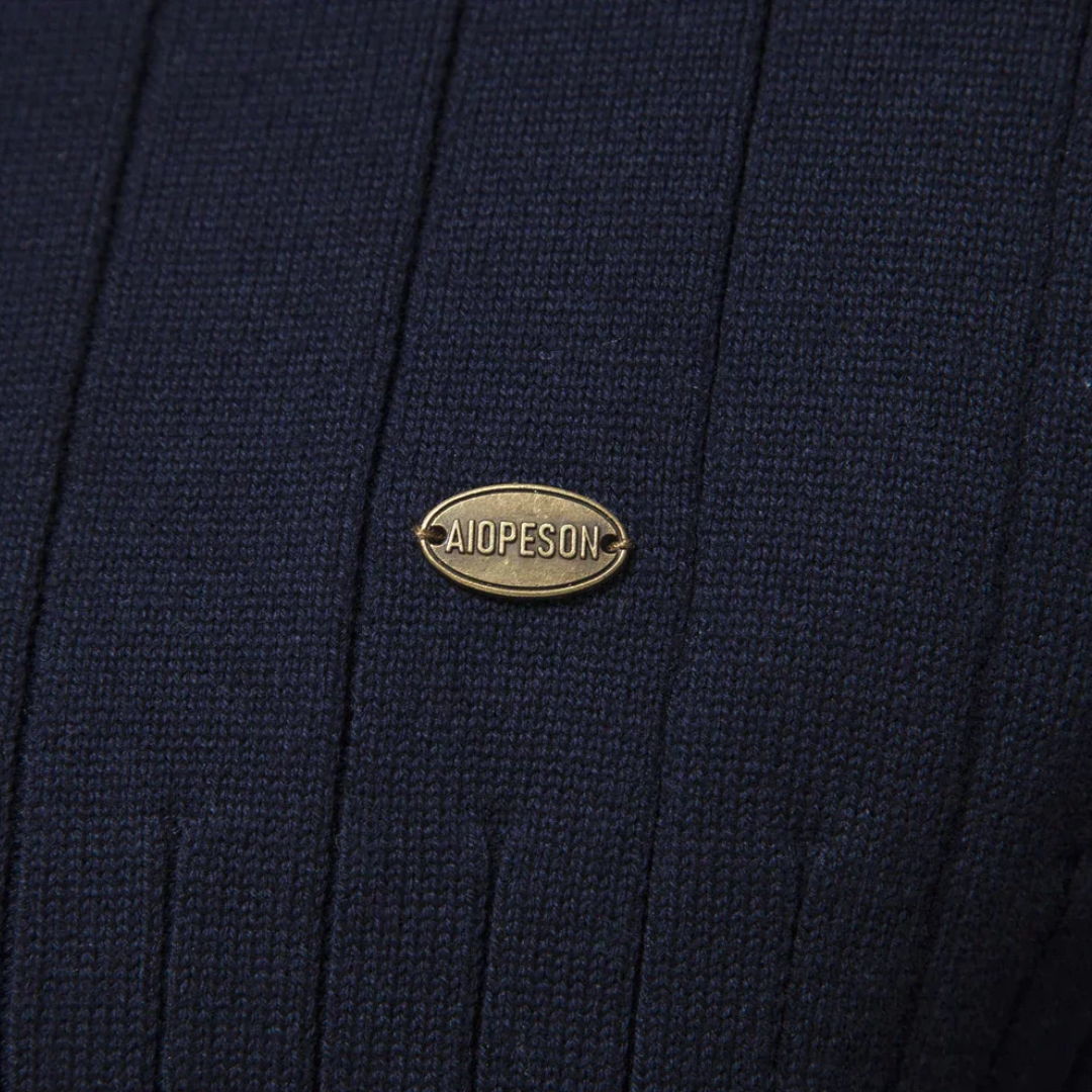 Herren Pullover Langarm Viertelzip Modern Grün