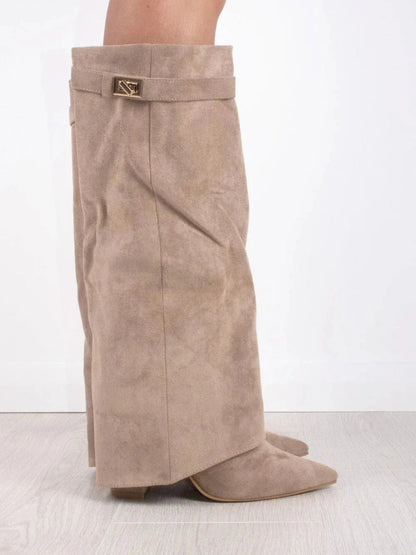 Damen Stiefel Suede Elegant Gold