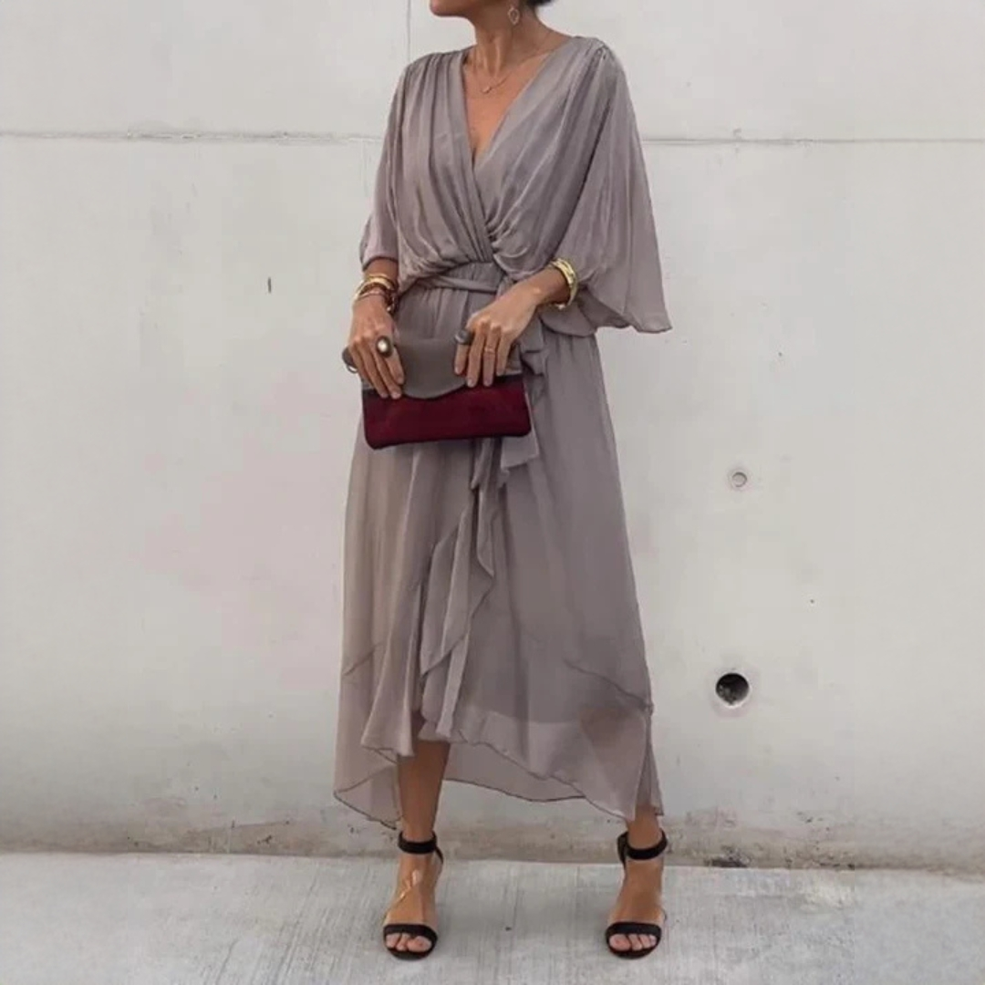 Damen V-Ausschnitt Kleid Elegantes Design