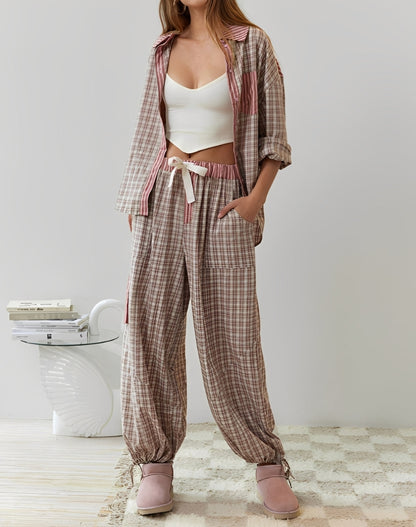 Damen Pyjama Set Baumwolle Bequem