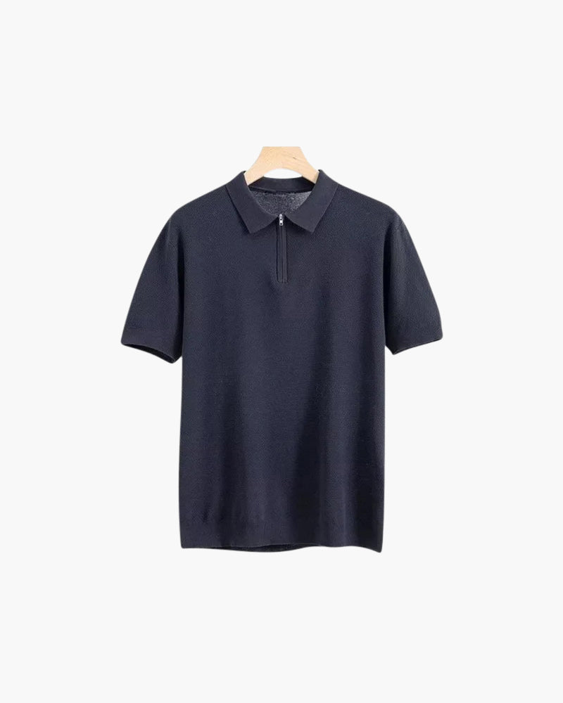 Herren Poloshirt Kurzarm Halbzipp Reißverschluss