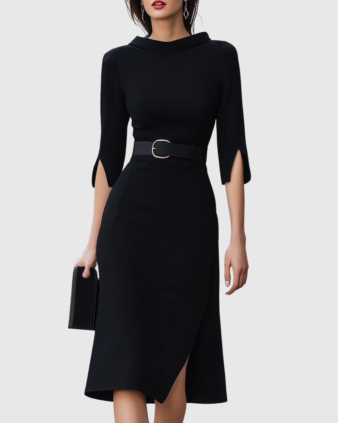 Elegantes Damen Midi-Kleid Minimalistisch - Norvielle