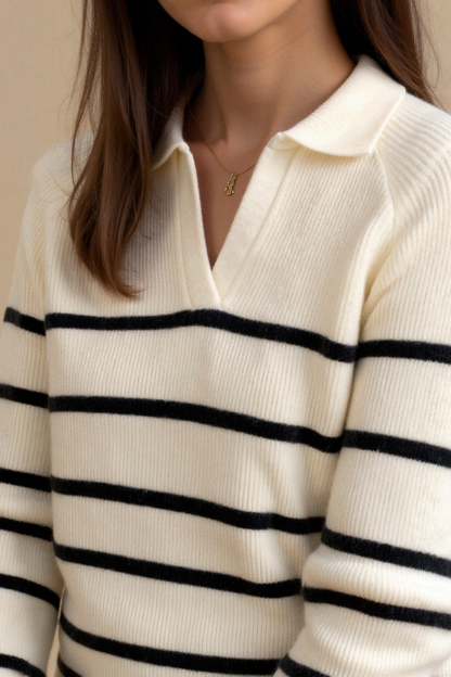 Gestreifte Herrenpullover Mit Kragen Warm