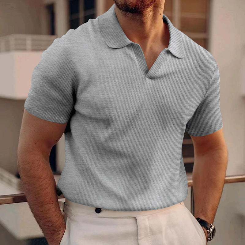 Herren Poloshirt Waffelstruktur Lässig Modern