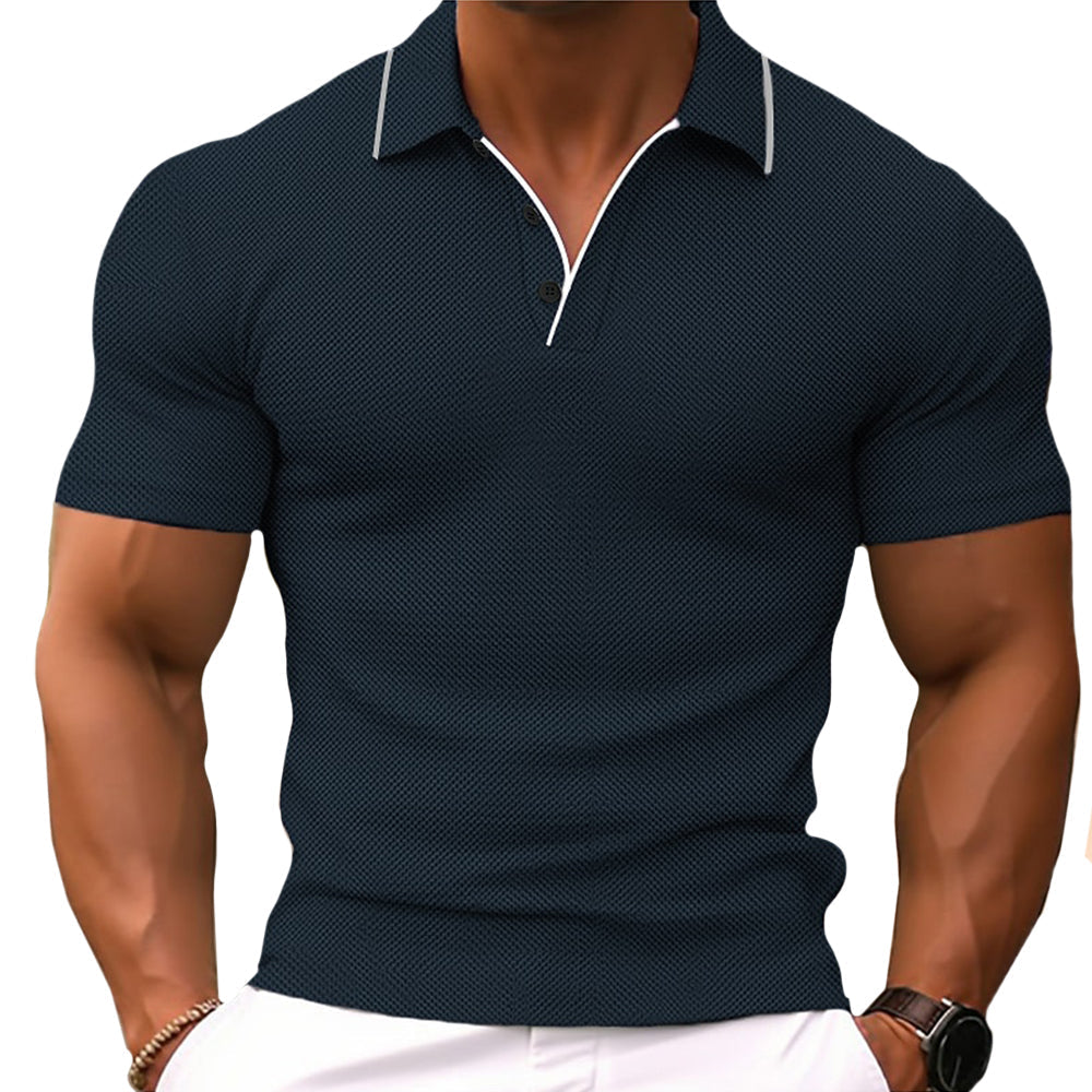 Herren Polo Slim Fit Knopfleiste Modern