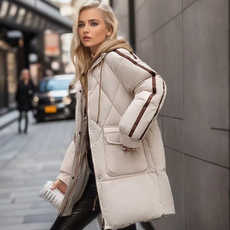 Langhaariger Steppmantel Damen Warm