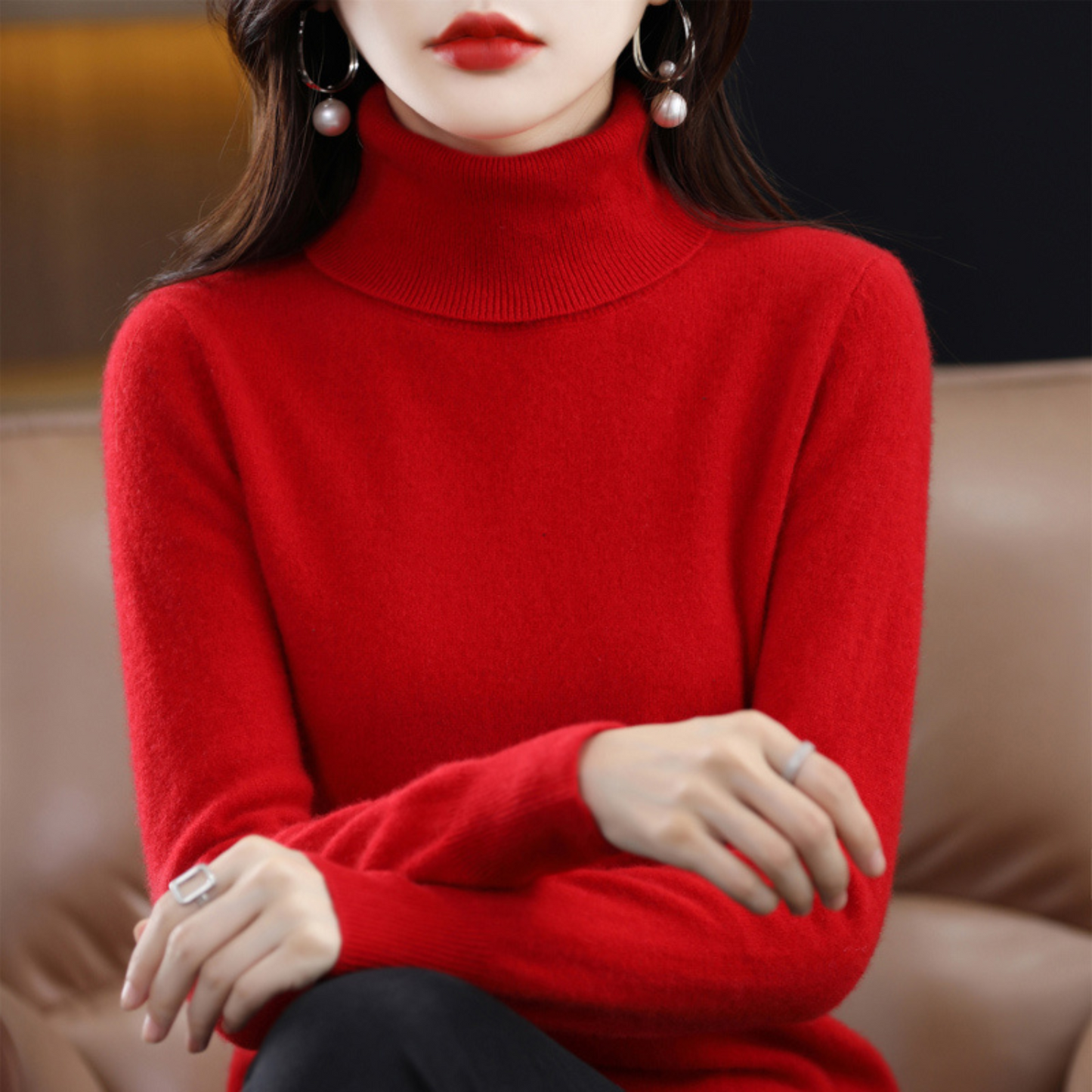 Damen Rollkragenpullover Klassisch Warm