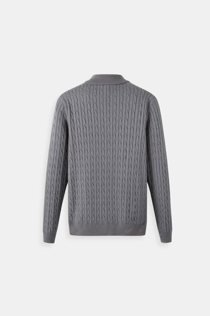 Damen Strickpullover Zopfmuster Reißverschluss
