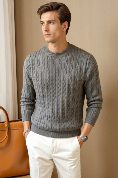 Damen Zopfstrick Pullover Elegantes Design