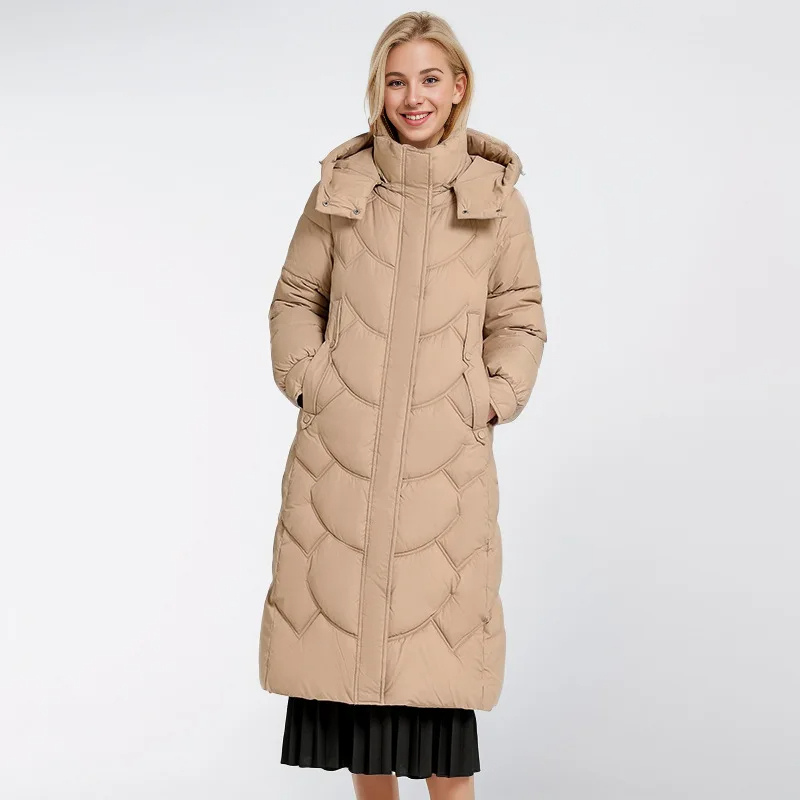 Damen Daunen Steppjacke Lang Winterwarm