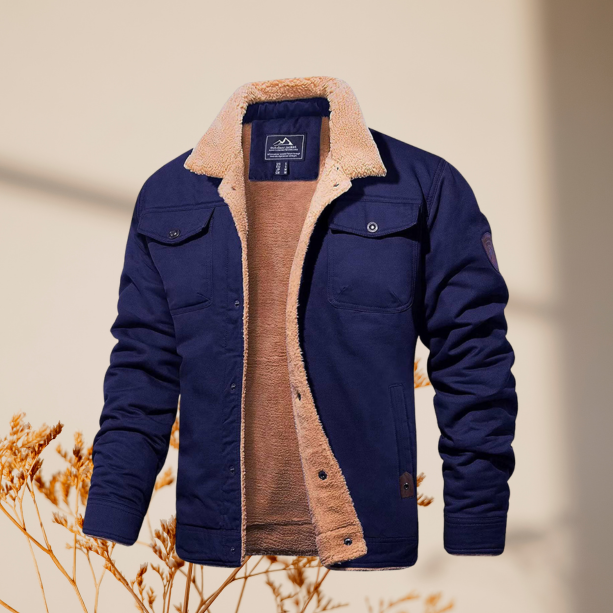Herren Leder-Bomberjacke Jeansoptik