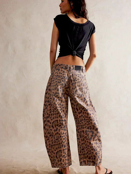 Damen Weitbein Jeans Bedruckt Trendy