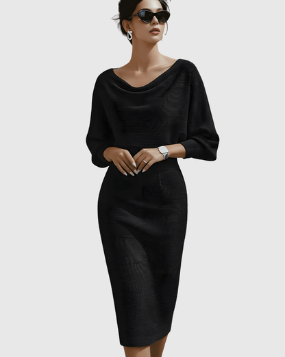 Elegantes Damen Midi-Kleid mit Drapierung