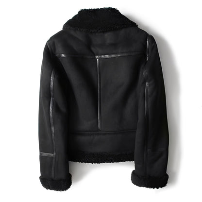 Damen Lederjacke Weich Schwarz - Norvielle