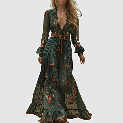 Damen Maxi-Kleid Sommerlang Blumenmuster