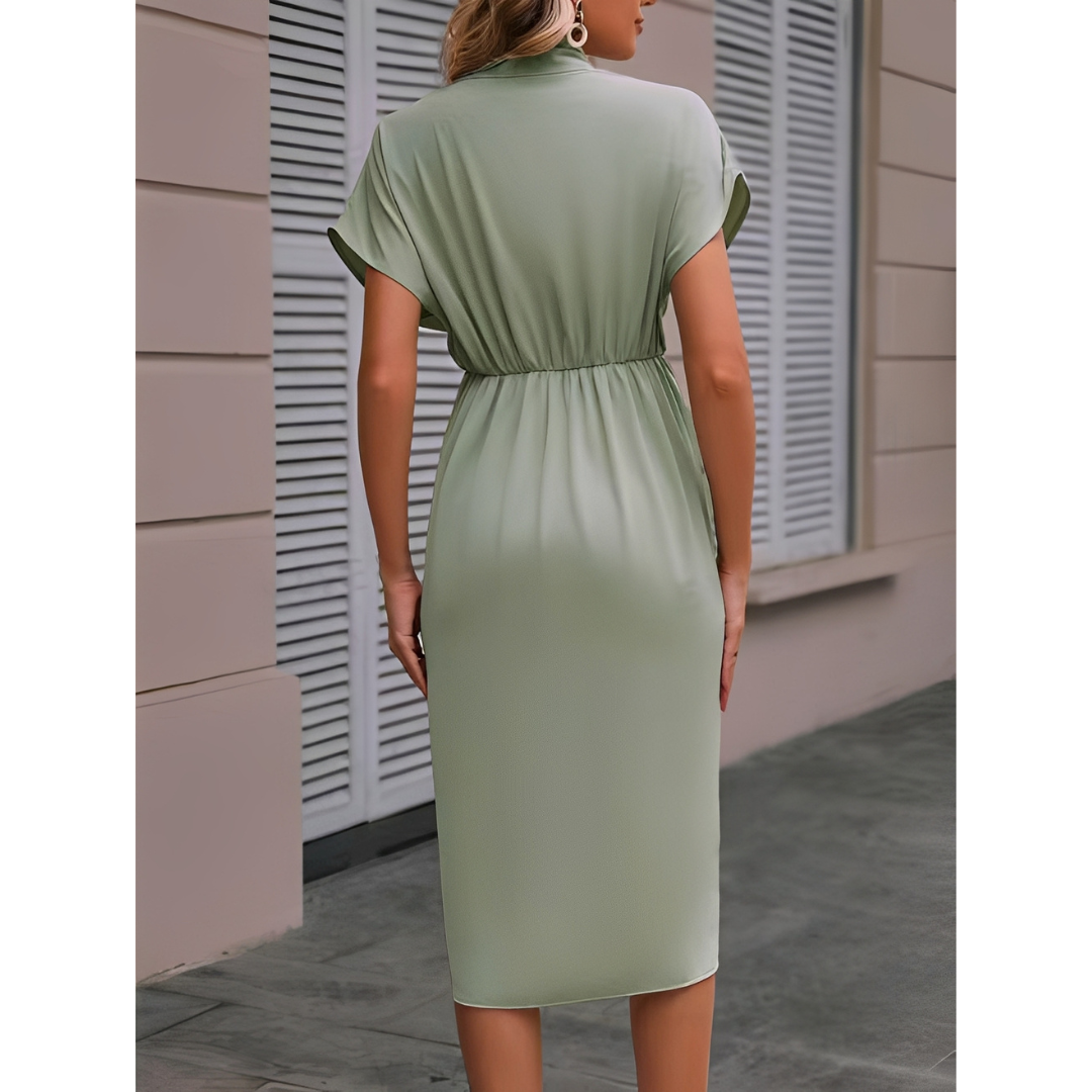 Damen Wickelkleid Midi Länge Elegant