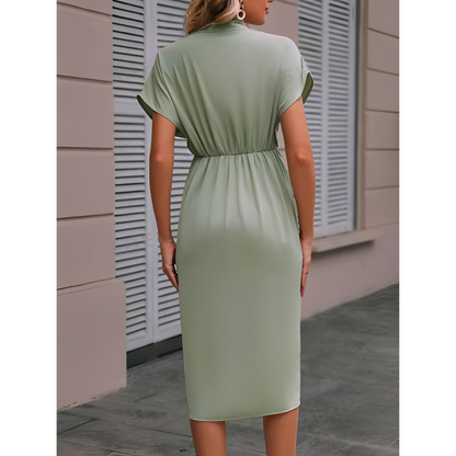 Damen Wickelkleid Midi Länge Elegant