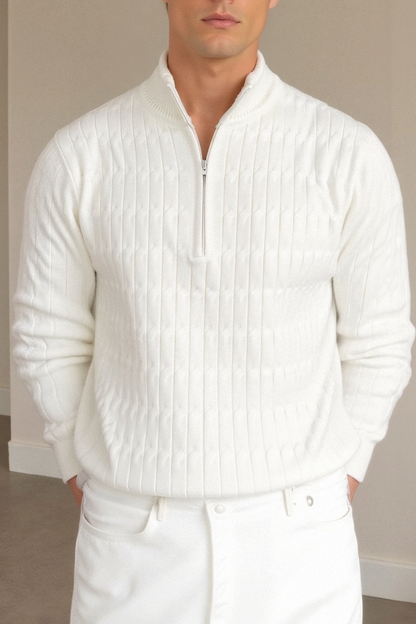Klassischer Strickpullover Warm Reißverschluss Winter