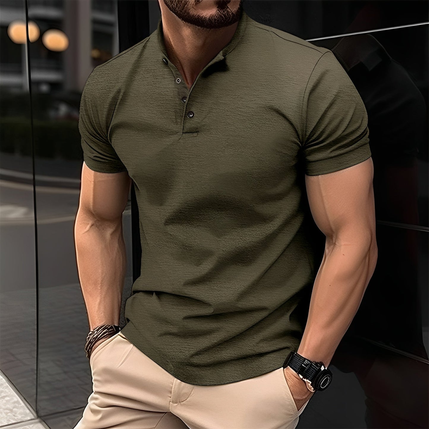 Herren Poloshirt aus Baumwolle mit Knöpfen