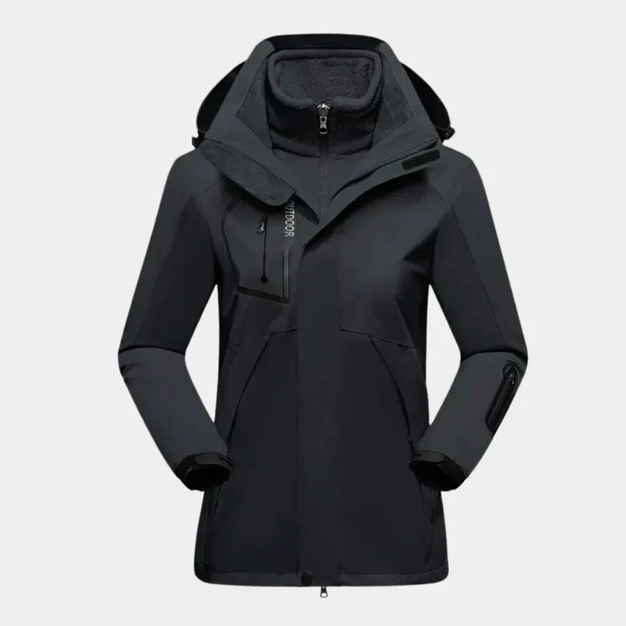Damen Winterjacke Warme Kapuze Wasserdicht Schwarz - Norvielle