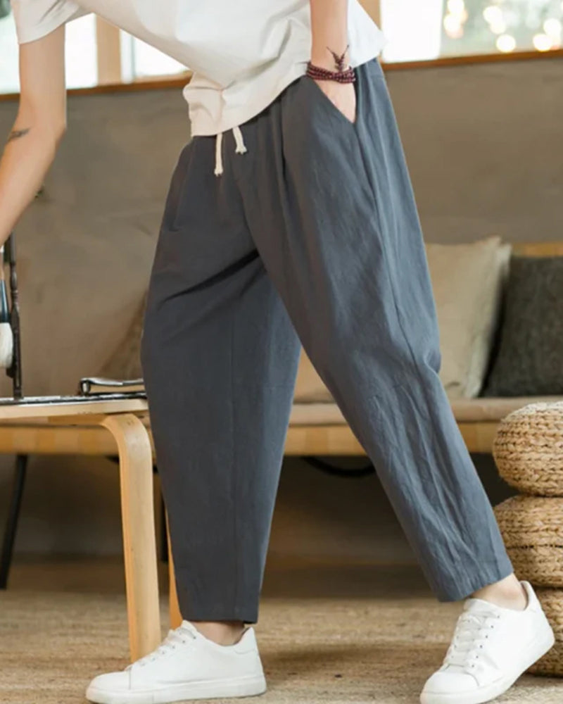 Damen Sommerhose Plissee Bequem Mit Kordelzug