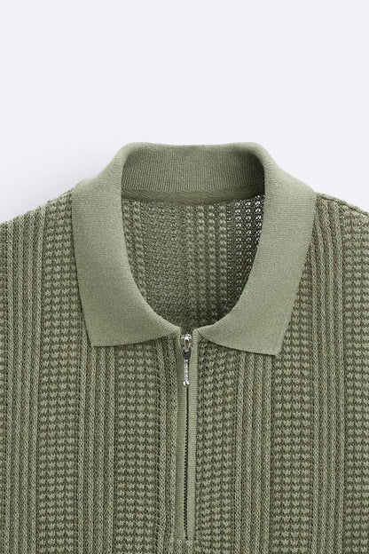 Herren Strickpolo Mit Reißverschluss Sportlich Modern