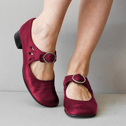 Damen Orthopädische Keilsandalen Leder Verstellbare Schnalle