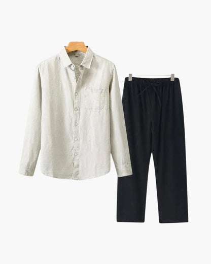 Herren Leinenanzug Langarm Set Sommer